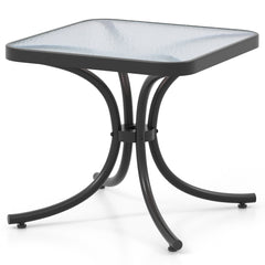 Mesa de Patio con Tapa de Vidrio Templado Mesa Auxiliar de 50 cm con Estructura de Metal Resistente para Interior Exterior Jardín Balcón