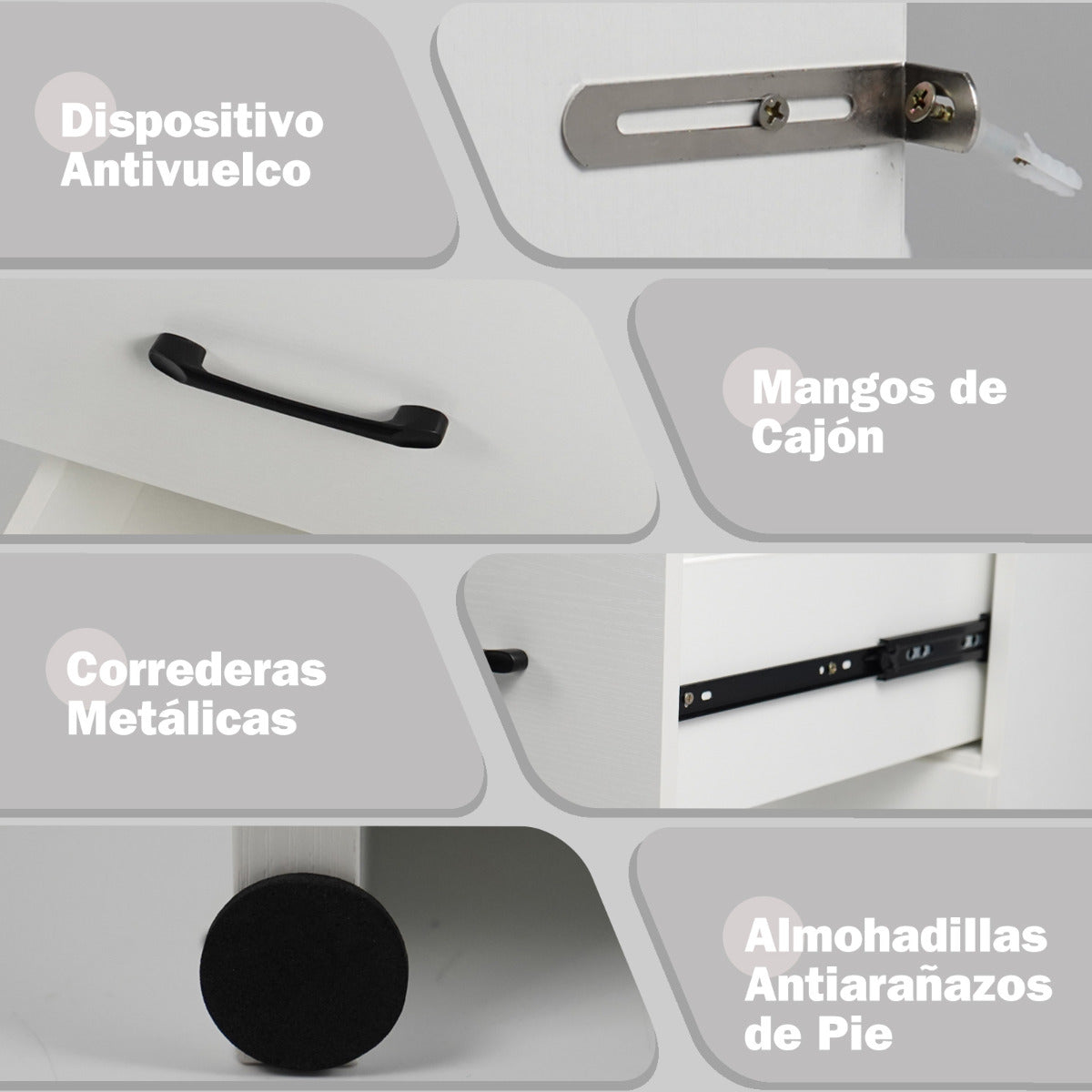 Mesa de Tocador con Espejo y Luces Tocador con Estación de Carga Luces LED de 3 Colores Estante para Secador Cajones y Estantes Blanco