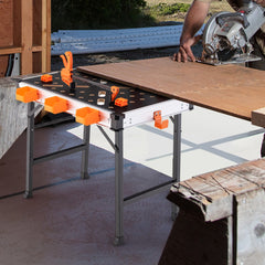 Mesa de Trabajo Portátil de 84,5 cm con Soporte de Metal Carga 454 kg Banco de Trabajo Plegable para Garaje y Taller de Reparación Naranja