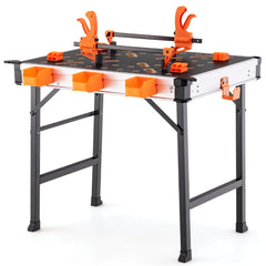 Mesa de Trabajo Portátil de 84,5 cm con Soporte de Metal Carga 454 kg Banco de Trabajo Plegable para Garaje y Taller de Reparación Naranja
