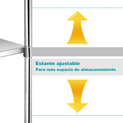 Mesa de Trabajo en Acero Inoxidable con Ruedas Bloqueables Carrito para Cocina con Repisa Inferior Regulable Plata 122 x 61 cm