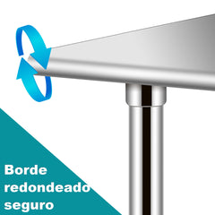 Mesa de Trabajo en Acero Inoxidable con Ruedas Bloqueables Carrito para Cocina con Repisa Inferior Regulable Plata 122 x 61 cm