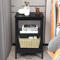 2 x Mesitas de Noche 3 Niveles Mesa Auxiliar Decoración en Forma de Omega Mesilla para Sofá Dormitorio Salón Pasillo 40 x 40 x 61 cm Negro