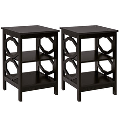 2 x Mesitas de Noche 3 Niveles Mesa Auxiliar Decoración en Forma de Omega Mesilla para Sofá Dormitorio Salón Pasillo 40 x 40 x 61 cm Café