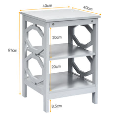 2 x Mesitas de Noche 3 Niveles Mesa Auxiliar Decoración en Forma de Omega Mesilla para Sofá Dormitorio Salón Pasillo 40 x 40 x 61 cm Gris