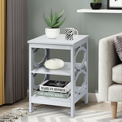 2 x Mesitas de Noche 3 Niveles Mesa Auxiliar Decoración en Forma de Omega Mesilla para Sofá Dormitorio Salón Pasillo 40 x 40 x 61 cm Gris