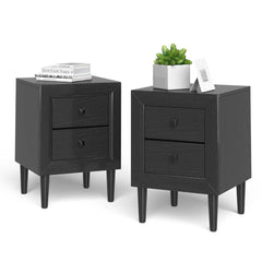 2 x Mesitas de Noche Mesita Auxiliar con 2 Cajones Mesita Lateral de Sofá para Dormitorio Salón Sala de Visitas Moderna Negro