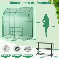Mini Invernadero con Estante para Flores Invernadero de Pared Portátil con Cubierta de PE para Plántulas y Macetas 198,5 x 98 x 215 cm