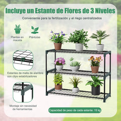 Mini Invernadero con Estante para Flores Invernadero de Pared Portátil con Cubierta de PE para Plántulas y Macetas 198,5 x 98 x 215 cm