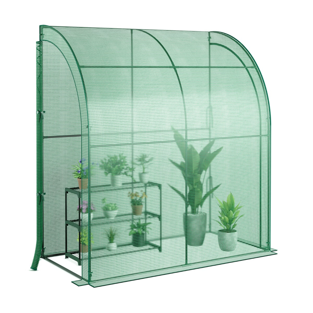 Mini Invernadero con Estante para Flores Invernadero de Pared Portátil con Cubierta de PE para Plántulas y Macetas 198,5 x 98 x 215 cm