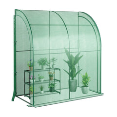 Mini Invernadero con Estante para Flores Invernadero de Pared Portátil con Cubierta de PE para Plántulas y Macetas 198,5 x 98 x 215 cm