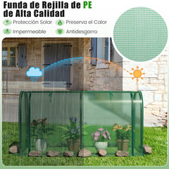 Mini Invernadero con Puerta con Cremallera de Subida Cubierta PE Impermeable Marco de Metal 118 x 55 x 60 cm-Verde
