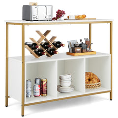 Mueble Aparador de Buffet Despensa de Madera de 3 Niveles con Estante Abierto 3 Compartimentos para Cocina 110 x 42,5 x 88 cm Blanco