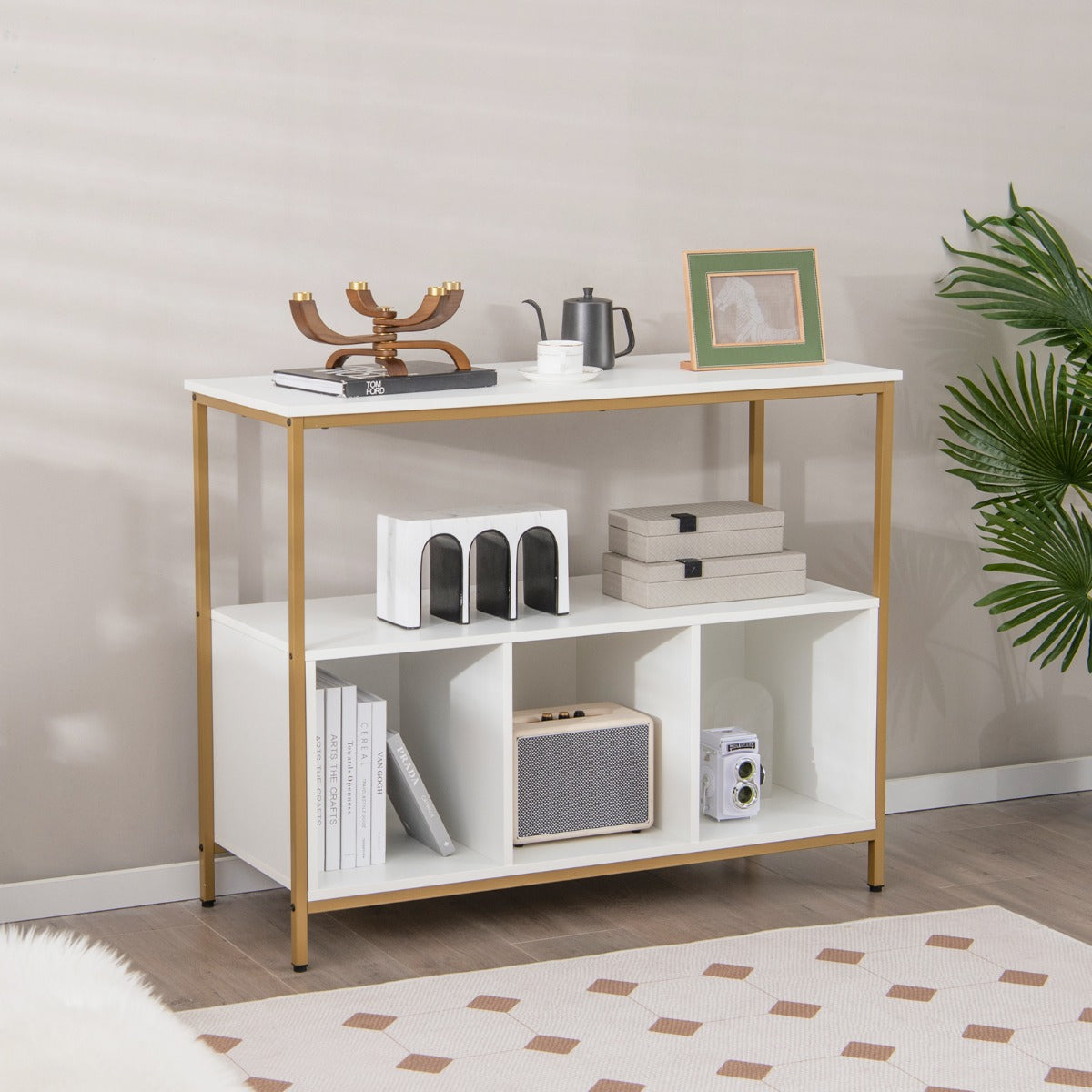 Mueble Aparador de Buffet Despensa de Madera de 3 Niveles con Estante Abierto 3 Compartimentos para Cocina 110 x 42,5 x 88 cm Blanco