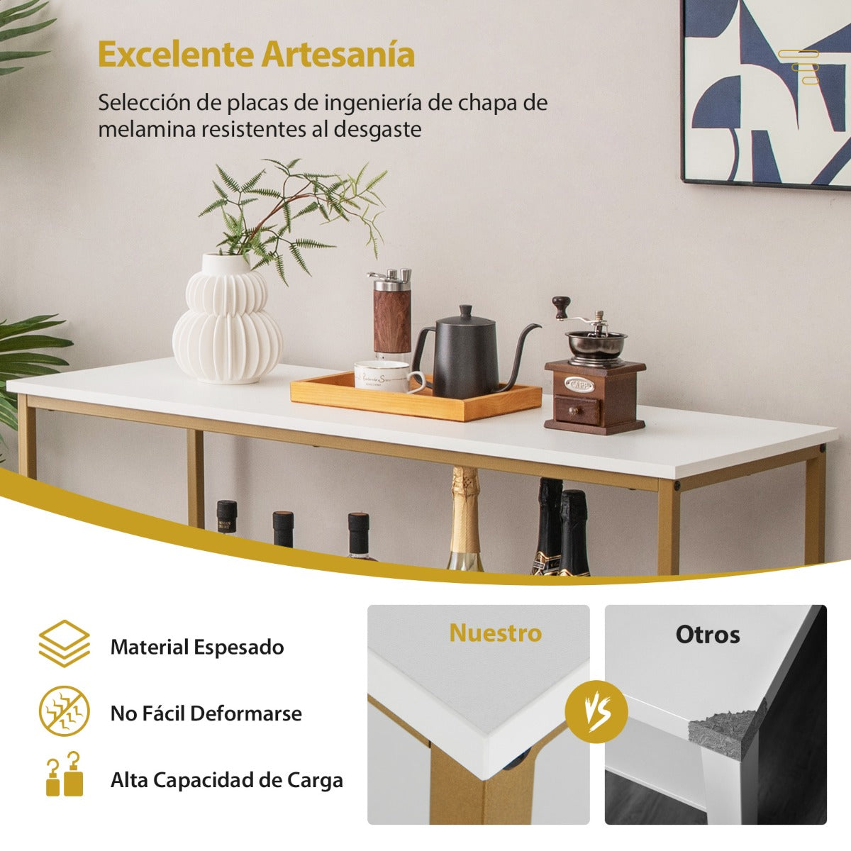 Mueble Aparador de Buffet Despensa de Madera de 3 Niveles con Estante Abierto 3 Compartimentos para Cocina 110 x 42,5 x 88 cm Blanco