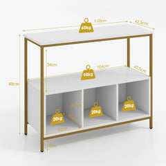 Mueble Aparador de Buffet Despensa de Madera de 3 Niveles con Estante Abierto 3 Compartimentos para Cocina 110 x 42,5 x 88 cm Blanco