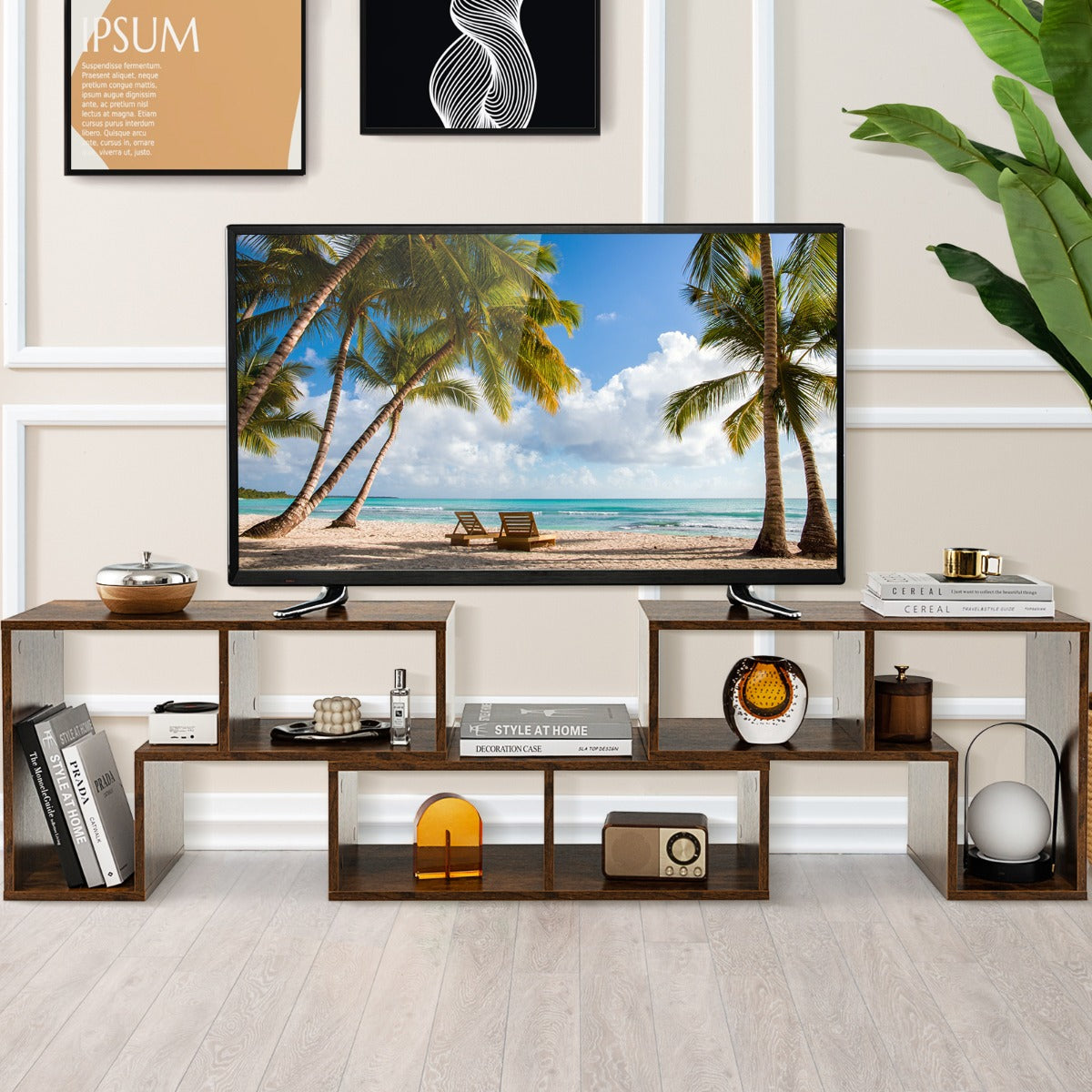 Mueble Consola de TV de 3 Piezas de Combinación Centro de Entretenimiento para TV hasta 65’’ para Salón Marrón