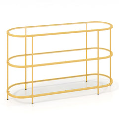 Mueble de TV de 3 Niveles para Televisores de hasta 65'' Consola de TV con Estantes de Vidrio Templado Moderno para Salón Entrada Dorado