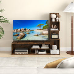 Mueble de TV con Cubos para Televisores de Hasta 50" Mesa Consola con Estantes en Forma de L y Compartimentos Abiertos para Salón Marrón