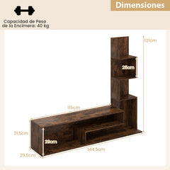 Mueble de TV con Cubos para Televisores de Hasta 50" Mesa Consola con Estantes en Forma de L y Compartimentos Abiertos para Salón Marrón