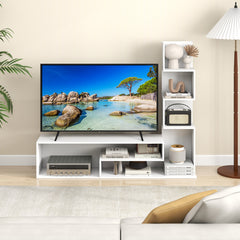 Mueble de TV con Cubos para Televisores de Hasta 50" Mesa Consola con Estantes en Forma de L y Compartimentos Abiertos para Salón Blanco