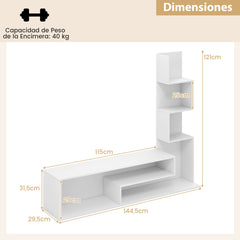 Mueble de TV con Cubos para Televisores de Hasta 50" Mesa Consola con Estantes en Forma de L y Compartimentos Abiertos para Salón Blanco