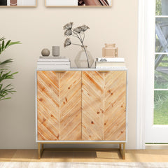 Armario de Almacenamiento Mesa de Consola con Puertas y Estante Mueble de Centro con Patas Metálicas Moderno para Salón Comedor Blanco
