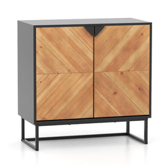 Armario de Almacenamiento Mesa de Consola con Puertas y Estante Mueble de Centro con Patas Metálicas Moderno para Salón Comedor Negro