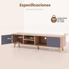 Soporte para TV hasta 65” Mueble TV de Estilo Rústico Moderno con Estante Abierto Mesa Consola de TV con 3 Agujeros para Gestión de Cables