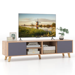 Soporte para TV hasta 65” Mueble TV de Estilo Rústico Moderno con Estante Abierto Mesa Consola de TV con 3 Agujeros para Gestión de Cables