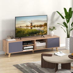 Soporte para TV hasta 65” Mueble TV de Estilo Rústico Moderno con Estante Abierto Mesa Consola de TV con 3 Agujeros para Gestión de Cables