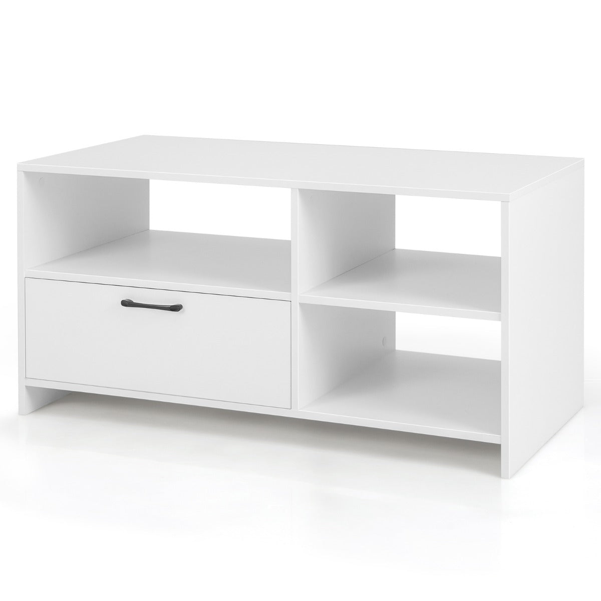 Mueble de TV para Pantallas hasta 50" Mesa Moderna de Consola con 3 Compartimentos Cajón para Salón Dormitorio 104,5 x 51,5 x 52 cm Blanco