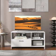 Mueble de TV para Pantallas hasta 50" Mesa Moderna de Consola con 3 Compartimentos Cajón para Salón Dormitorio 104,5 x 51,5 x 52 cm Blanco