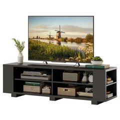 Mueble para TV de hasta 65" con 4 Compartimentos Abiertos Ajustables 4 Estantes Laterales 150 x 39 x 45 cm-Negro