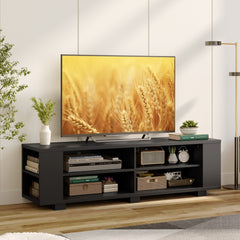 Mueble para TV de hasta 65" con 4 Compartimentos Abiertos Ajustables 4 Estantes Laterales 150 x 39 x 45 cm-Negro