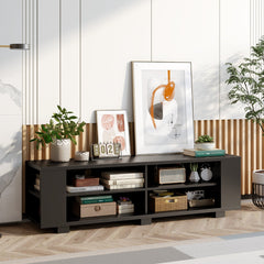 Mueble para TV de hasta 65" con 4 Compartimentos Abiertos Ajustables 4 Estantes Laterales 150 x 39 x 45 cm-Negro