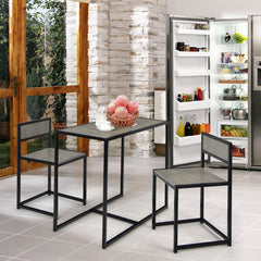 Set con Mesa Compacta y 2 Sillas con Estructura de Metal para Pequeños Espacios Cocina Comedor Bistró Gris
