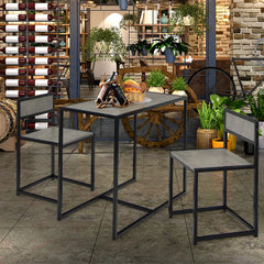 Set con Mesa Compacta y 2 Sillas con Estructura de Metal para Pequeños Espacios Cocina Comedor Bistró Gris