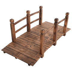 Puente de Jardín Madera para Estanque Jardín Hogar Decorativo con Barandilla 150x67x55 cm