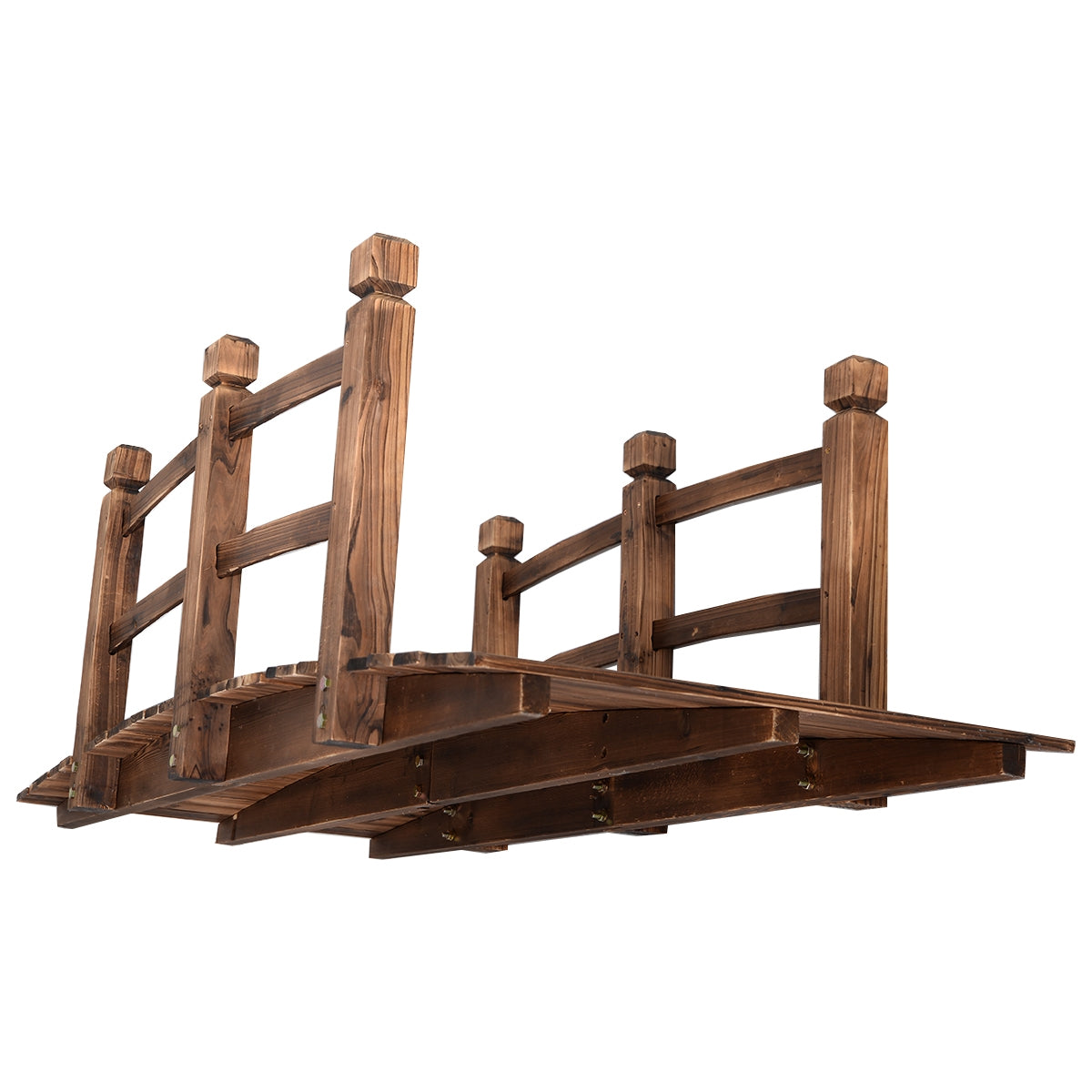 Puente de Jardín Madera para Estanque Jardín Hogar Decorativo con Barandilla 150x67x55 cm