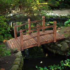 Puente de Jardín Madera para Estanque Jardín Hogar Decorativo con Barandilla 150x67x55 cm