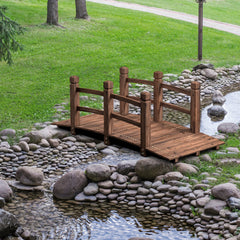 Puente de Jardín Madera para Estanque Jardín Hogar Decorativo con Barandilla 150x67x55 cm