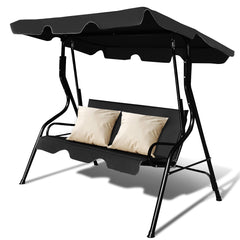 Columpio Oscilación del jardín Tumbona Patio 3 Plazas con Sombrillas 172 x 154 x 110 cm Negro