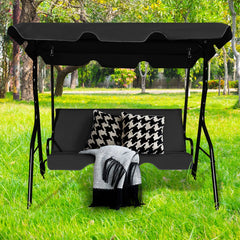 Columpio Oscilación del jardín Tumbona Patio 3 Plazas con Sombrillas 172 x 154 x 110 cm Negro