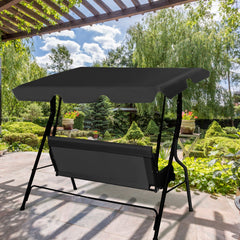 Columpio Oscilación del jardín Tumbona Patio 3 Plazas con Sombrillas 172 x 154 x 110 cm Negro