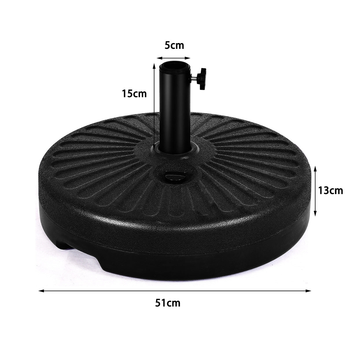 Base para Sombrilla Soporte Rellenable para Parasol Playa Jardín Terraza Patio Negro φ51 x 13 cm