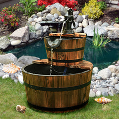 Fuente Rústica con 2 Niveles para Decoración Jardín y Patio 44,5 x 44,5 x 61 cm
