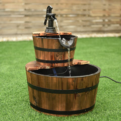 Fuente Rústica con 2 Niveles para Decoración Jardín y Patio 44,5 x 44,5 x 61 cm