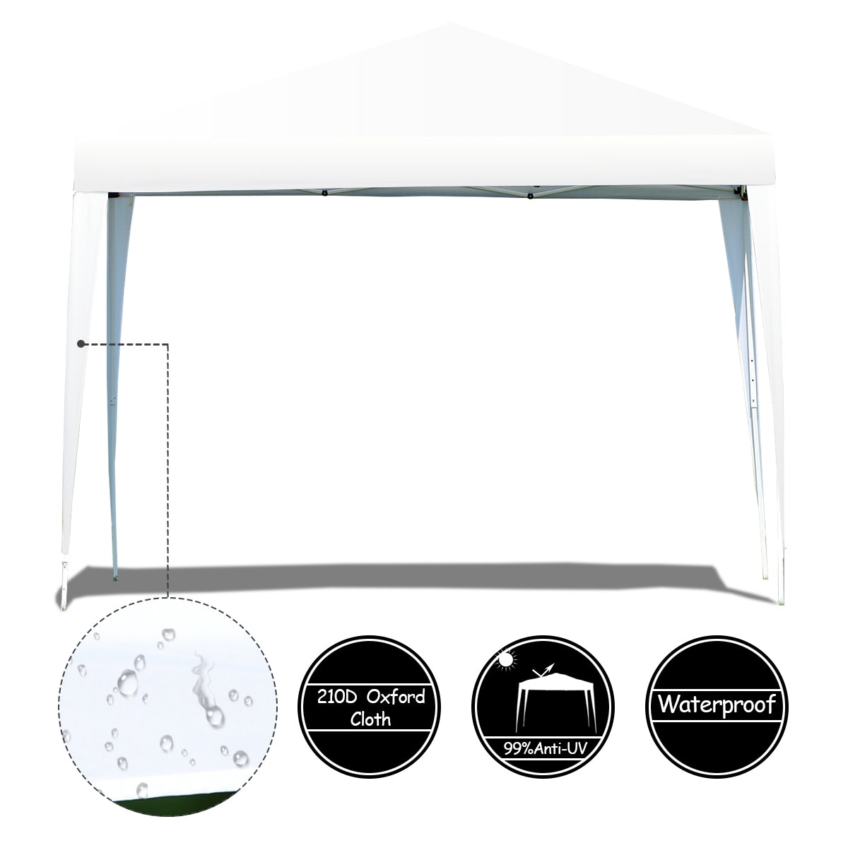 Gazebo de Jardín Plegable Ajustable en Altura 3x3 m Carpa Blanco