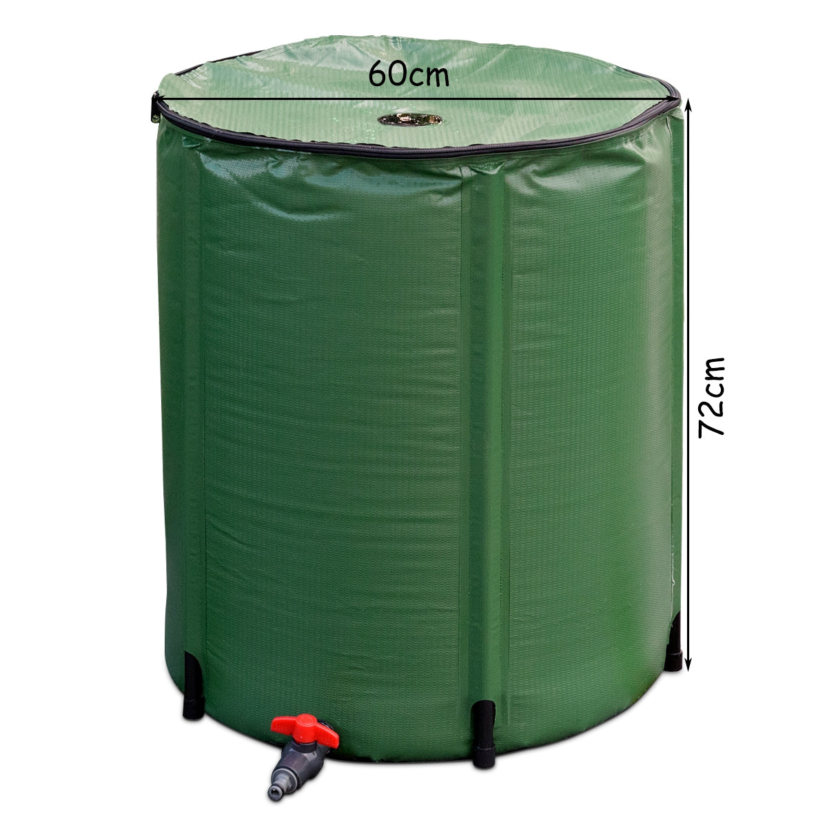 Cisterna Plegable en PVC Resistente a la Intemperie con Grifo Válvula de Drenaje Filtro y Revestimiento en Red para Jardín 200 L Verde